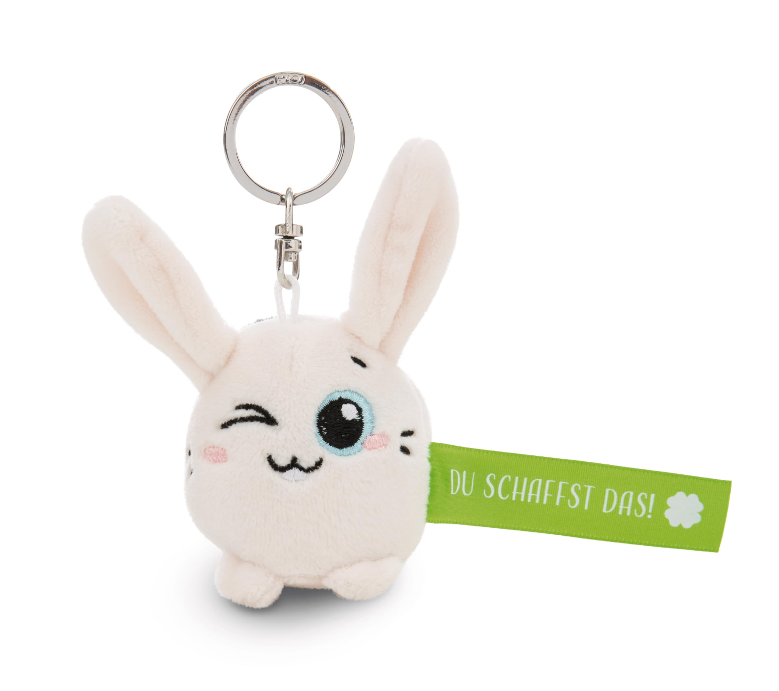 NICI Keyring Rabbit Du schaffst das 5 cm White Loyal Companion for Backpack or Bag, Key Holder for Small and Large | 62048