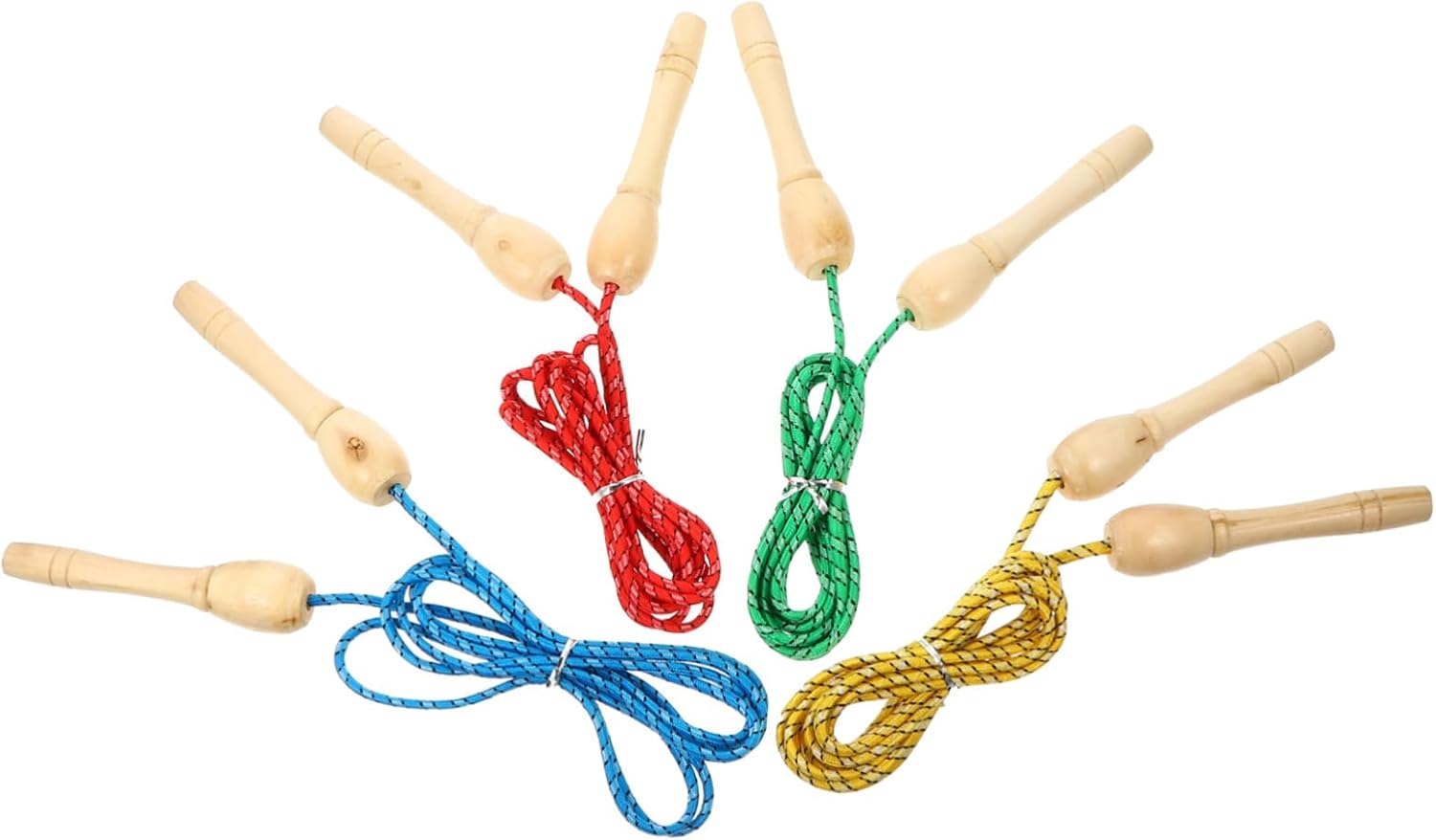 HANABASS 4Pcs Adjustable Jump Rope Ergonomic Wooden Handles Durable Rope for Fitness Training School Activities and Outdoor Fun Random Colors