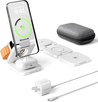 Qi2 Certified 3 in 1 Travel Charger MagSafe Compatible, Upgraded Foldable Wireless Charger Stand, Mag-Safe 3 in 1 Charging Station,15W Fast Charging for iPhone 17/16/15/14/13/12, Apple Watch, AirPods