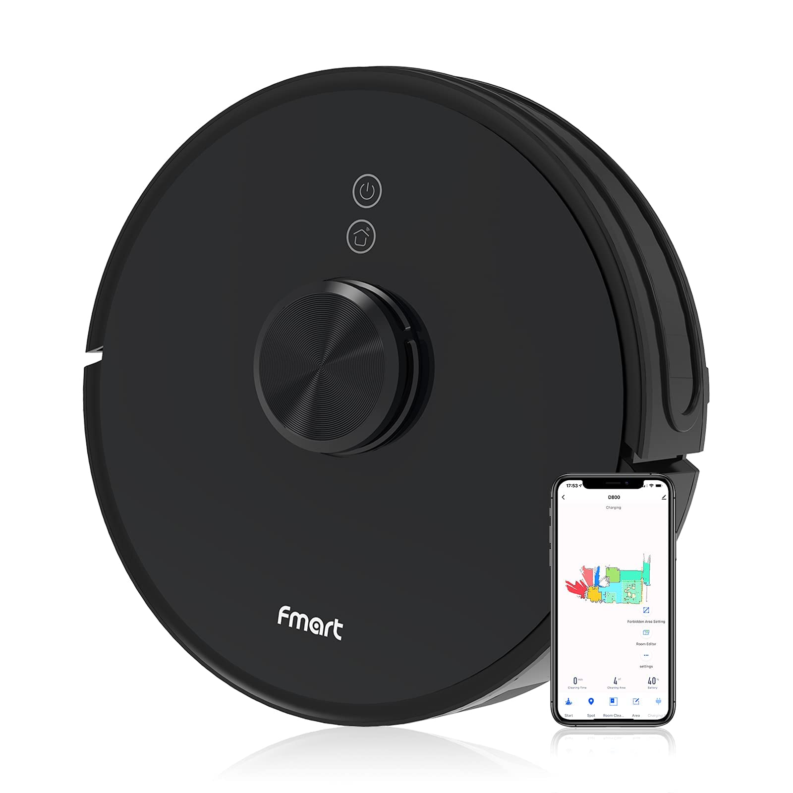 FMART Robotic Vacuums D800 with Mop Vacuum Hoover Alexa Google Connect 3000Pa for Pet Hair Carpet Hard Floor APP Remote Control Robot Water Hoover