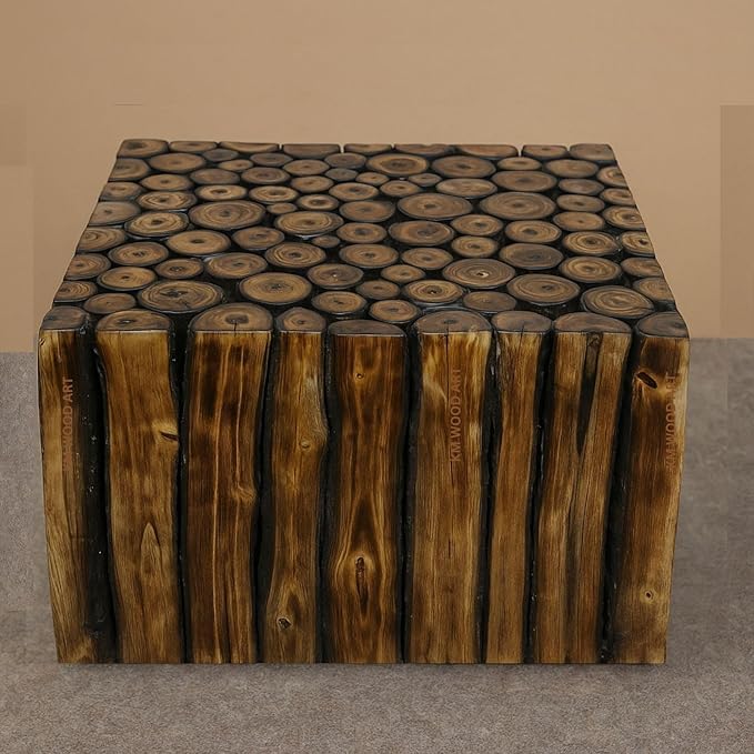 CLASSIC EXPORT Square Small Wooden Stool for Cafe Outdoor Furniture Picnic Garden Living Room Bedroom Kitchen Home Décor Foot Stool for Speaker Plants Statue Pre-Assembled- 8 Inches (12x12x6, Square)-image-37
