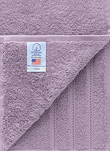 Classic Turkish Towels American Soft Cotton 6 Piece Towel Set - Premium Quality 2 Bath Towels, 2 Hand Towels, 2 Washcloths 100% Cotton Usa (Lilac) #TOP2
