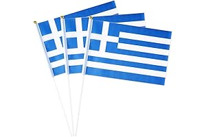 Greek Flag Small Hand Held Flags Decorations 1 Dozen(pack of 12)