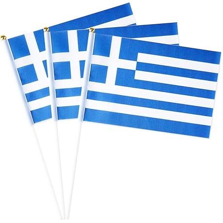 Greek Flag Small Hand Held Flags Decorations 1 Dozen(pack of 12)