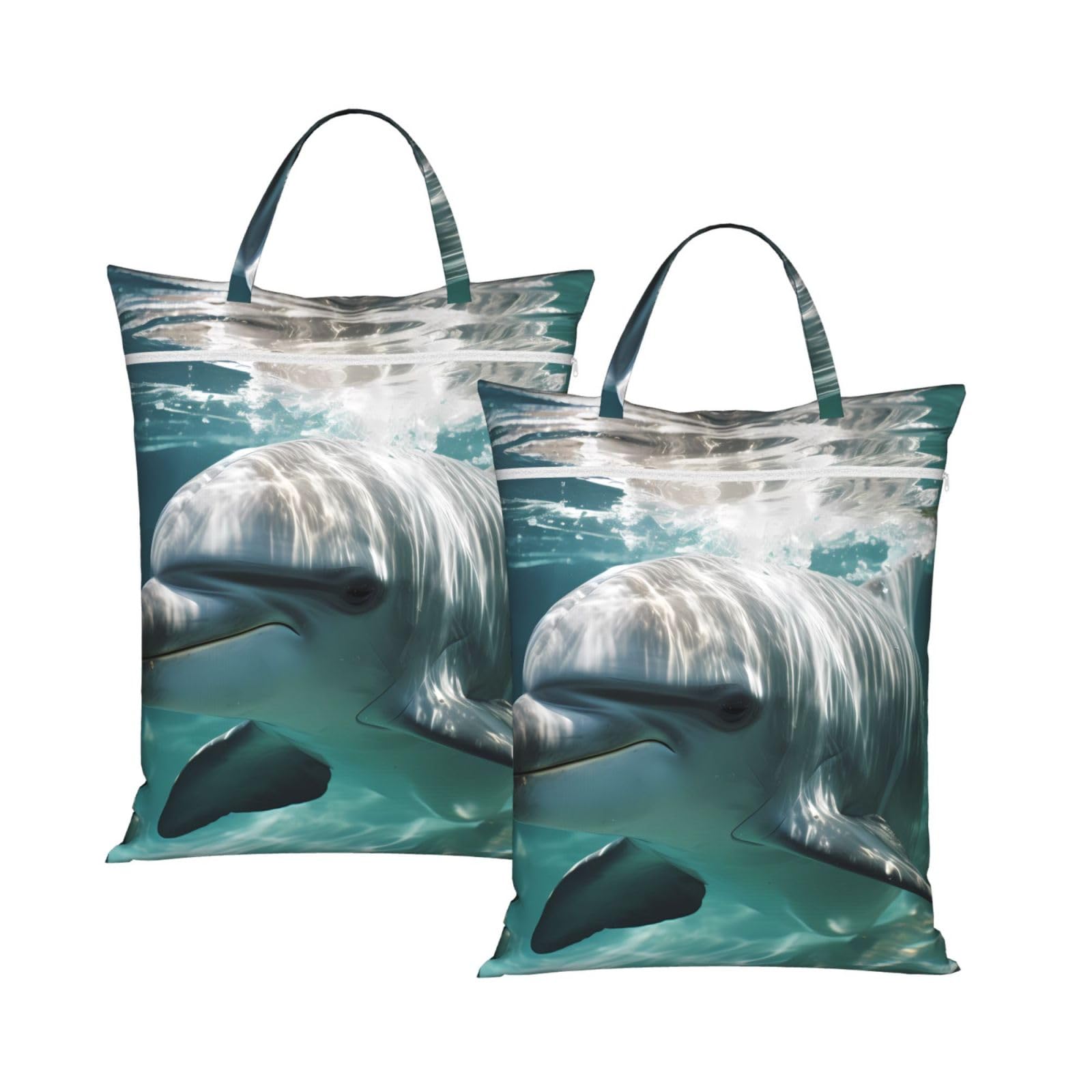 Cute Dolphin Travel Laundry Bag With Zipper Dirty Clothes Bag Water Resistant Laundry Storage Sack Portable Organizer For Travel Beach School Camping Gym