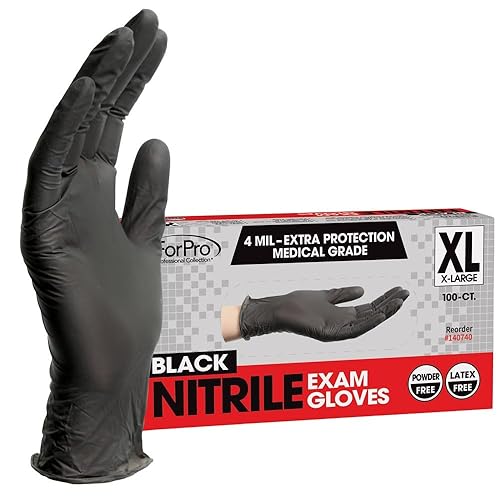 Miniatura 8 de ForPro - Guantes desechables de nitrilo para examen, grado médico, protección adicional de 4 mil, sin polvo, sin látex, no estériles, seguros