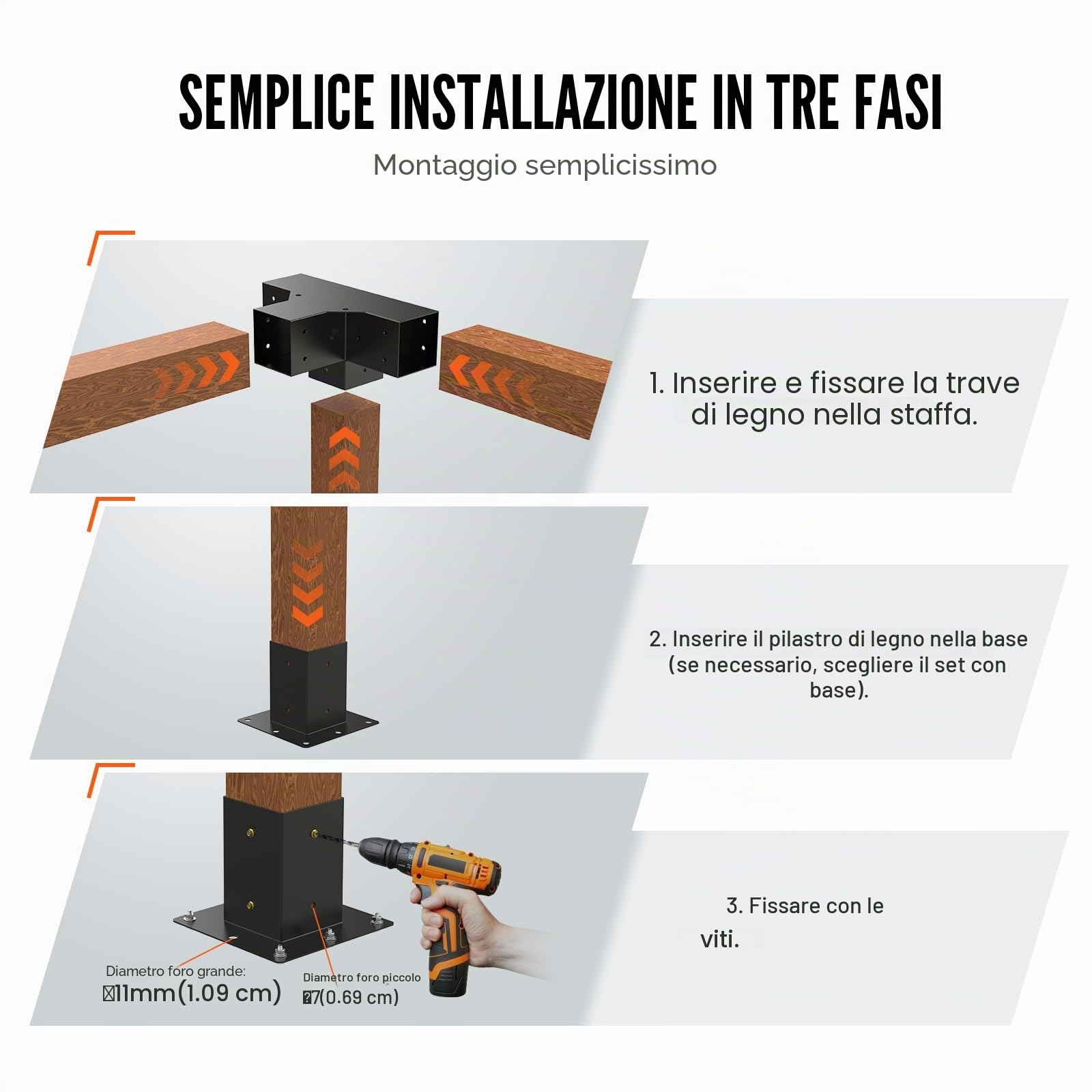 VEVOR Kit Staffe per Pergola 10x10 cm Supporto per Pali in Legno da Carpenteria 2 Staffe Angolari a 4 Vie Kit per Travi Fai da Te per Gazebo, Pergolati da Patio, Cabine, Kit Staffe per Pergola 2 pz