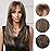 HAIRCUBE Dark Brown Wigs for Women,Long Layered Brown with Highlight Wigs with Bangs Heat Resistant Synthetic Fibre Wigs(pelucas de cabello natural)