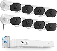 ZOSI 8CH 1080P Home Security Camera System w/ AI Person/Vehicle Detection, Audio, 80ft Night Vision, 1TB HDD DVR, 8 Weatherproof Cameras