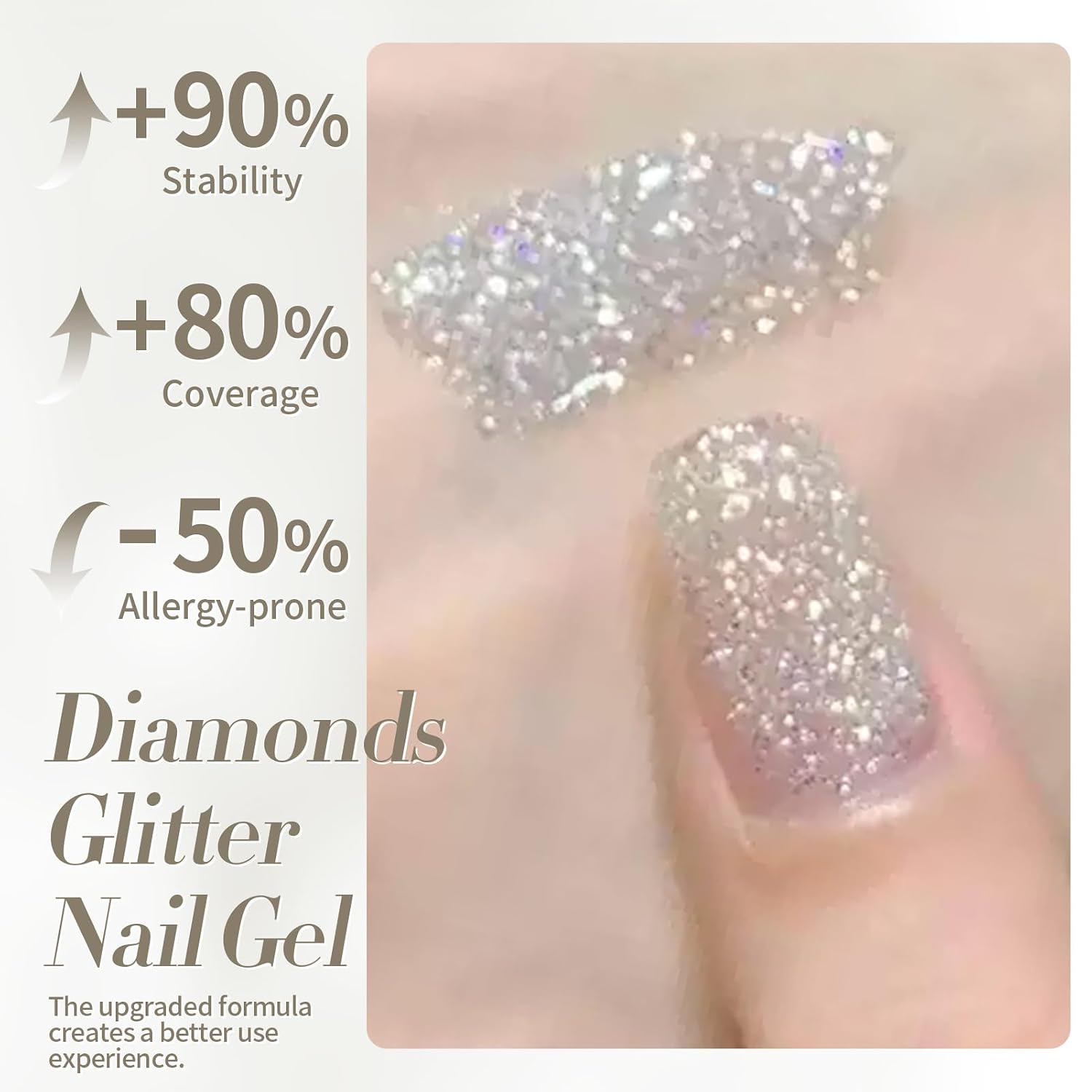 Born Pretty Silver Glitter Gel Nail Polish, Sparkly Shine Gel Polish Glitter Nail Polish Silver Color Art Manicure DIY 15ml