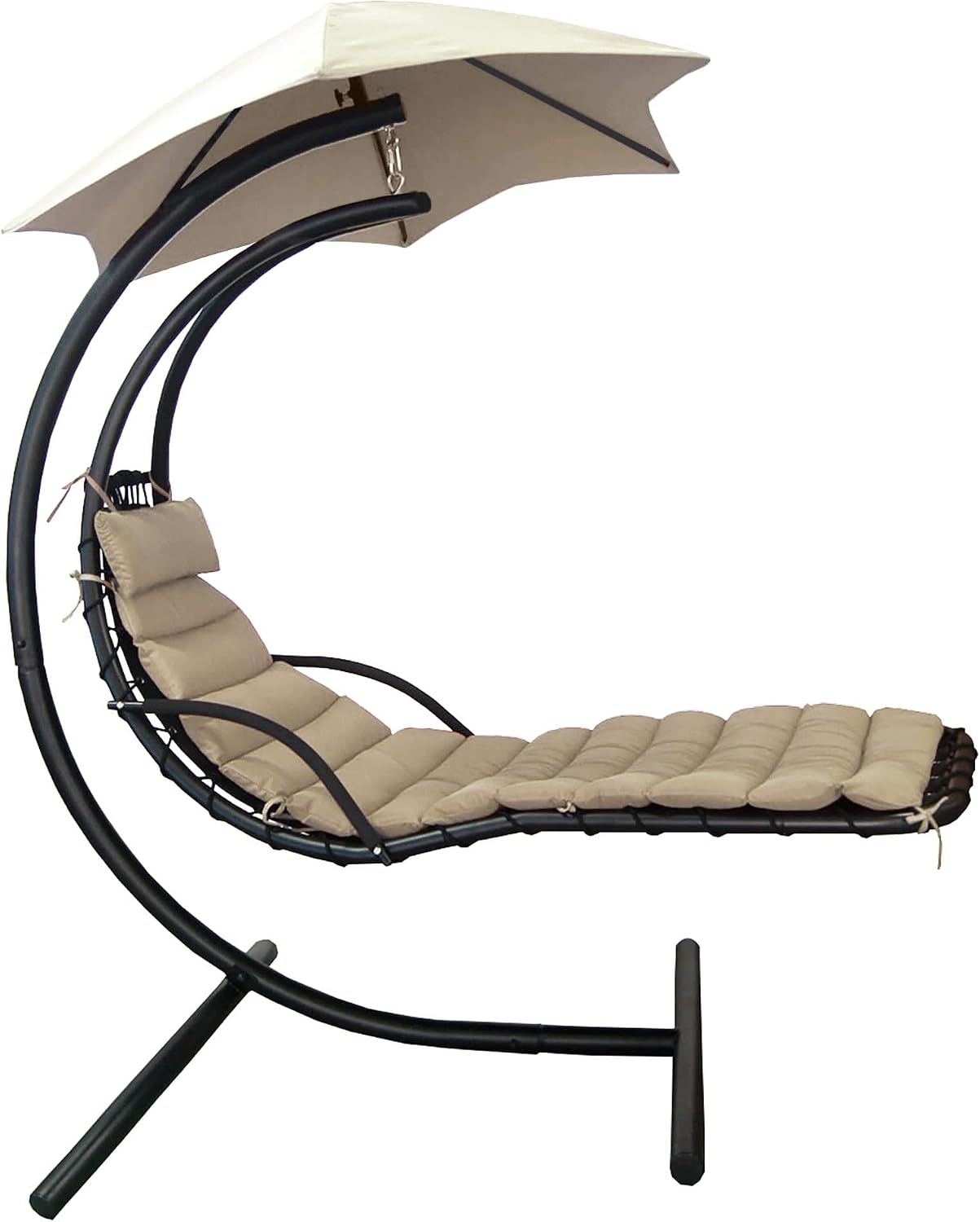 Island Retreat Floating Chaise Lounger with Canopy - Sandstone