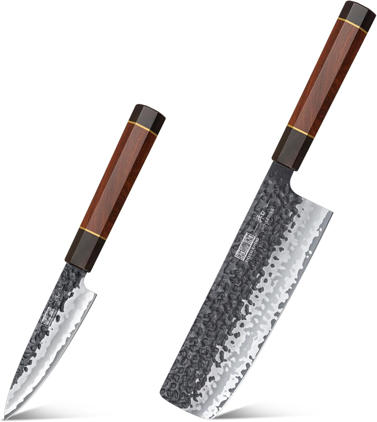 HOSHANHO Paring Knife 3.75 Inch Peeling knife, Razor Sharp Japanese VG10 Steel Core Small Kitchen Knife & 7 Inch Nakiri Knife, Japanese Hand Forged VG-10 Asian Chopping Chef Knife