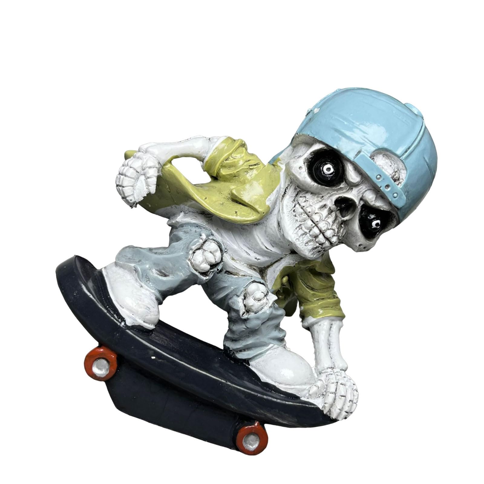 Qsvbeeqj Funny Skateboarder Skeleton Statue Halloween Themed Resins Skull Figurine Decors Holiday Party Book Shelf Table Ornament