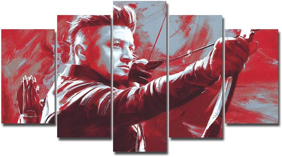 LMPTART(TM Framed 60x32inches Print 5 Panels Avengers Endgame Marvel Comics Superhero Hawkeye Movie Poster Canvas Wall Art Painting for Children Kids Decor Home Decor Wall Art Picture Ready to Hang