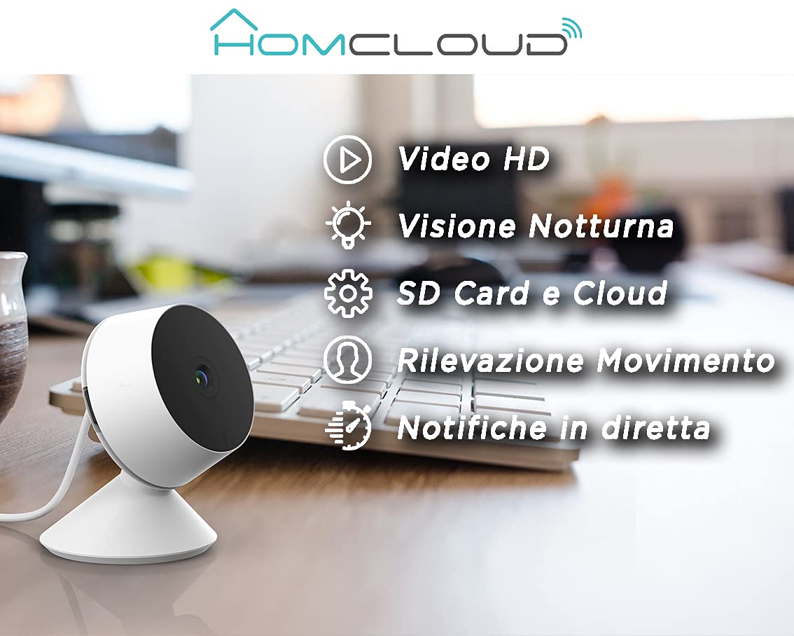 8S wewnętrzna mini inteligentna kamera Wi-Fi, kamera 1080p Full HD, wykrywanie ruchu, noktowizor i dźwięk, kompatybilny z Alexa i Google