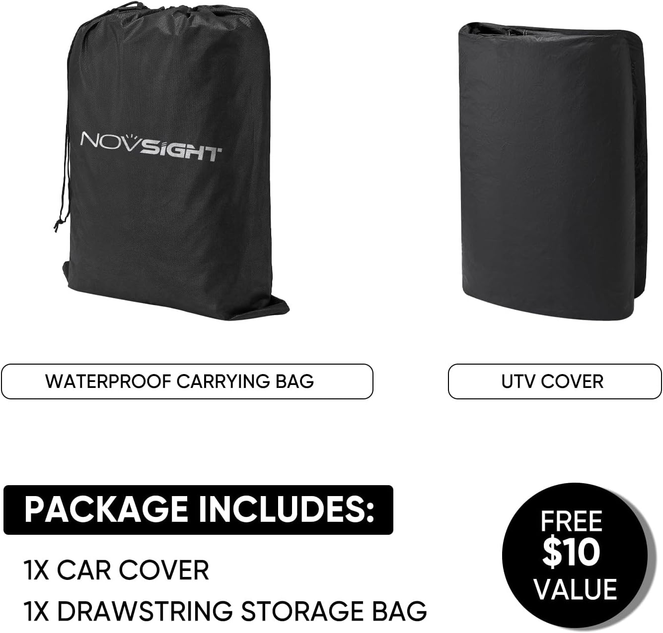 NOVSIGHT UTV Cover for 2–3 Passenger, Heavy Duty 420D Oxford Waterproof Side by Side Cover, Windproof Cross Strap System, Anti-Tear Outdoor Protection for Polaris, Can-Am, Yamaha, Kawasaki