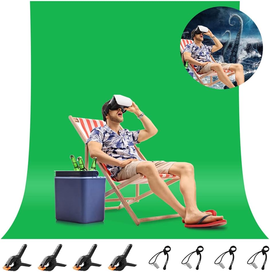Mountdog 10 x 12 ft Green Screen Backdrop, Polyester Fabric Collapsible Backdrop Background for Photography, Video,Studio and Television with 4 Backdrop Clips and 4 Spring Clamps