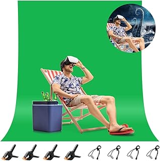 Mountdog 10 x 12 ft Green Screen Backdrop, Polyester Fabric Collapsible Backdrop Background for Photography, Video,Studio and Television with 4 Backdrop Clips and 4 Spring Clamps