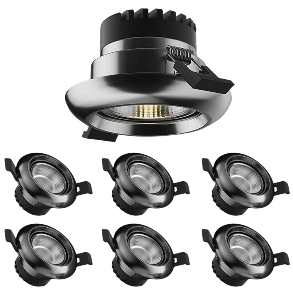 JKJZSALJ 3.5-Inch Led Deep Anti-Glare Canless,3Cct 7W Led Recessed Lights,3000K/4000K/6500K Dimmable,Cri 90,Round Aluminum Ceiling,Pack Of 7,Black
