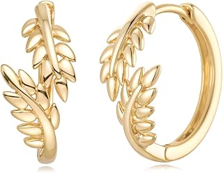 Women Earrings Gold Huggie Hoop Cubic Zirconia 14K Gold Plated Small Simple Hypoallergenic Everyday Jewelry - Flower and Tree