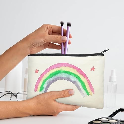 Vista 78 de ZeeDix Bolsa de lona, bolsa de cosméticos multiusos con cremallera, bolsa de lona con cremallera para manualidades, bolsas de maquillaje en blanco