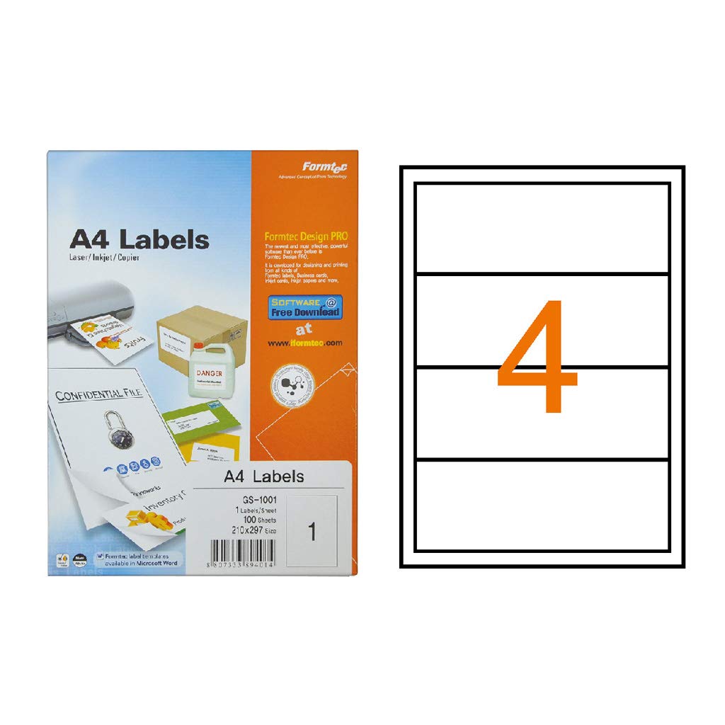 Formtec Labels LAF Brd 400/200x60 Pk=100