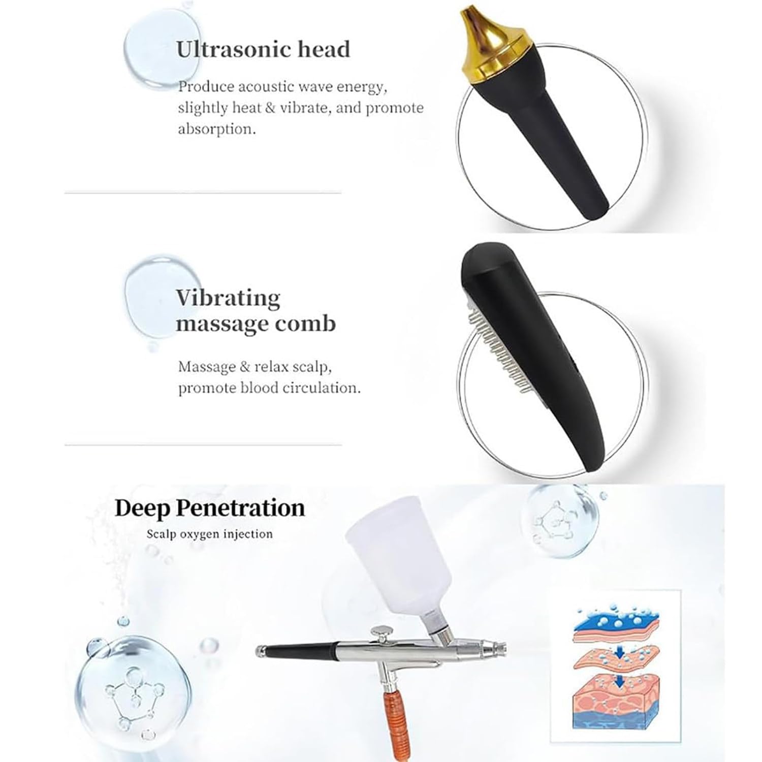 Analizzatore per Capelli diagnostico della Pelle, Scanner per la Pelle del Viso con Display LCD Multifunzionale per Capelli e Pelle con 7 Maniglie per Salone di Bellezza Domestico