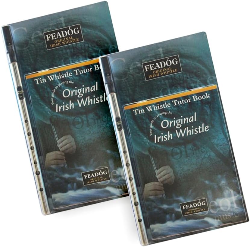 Feadog Set of 2 Brass Traditional Irish Whistle in the Key D with Tutor Book- Made in Ireland Musical Instruments Present