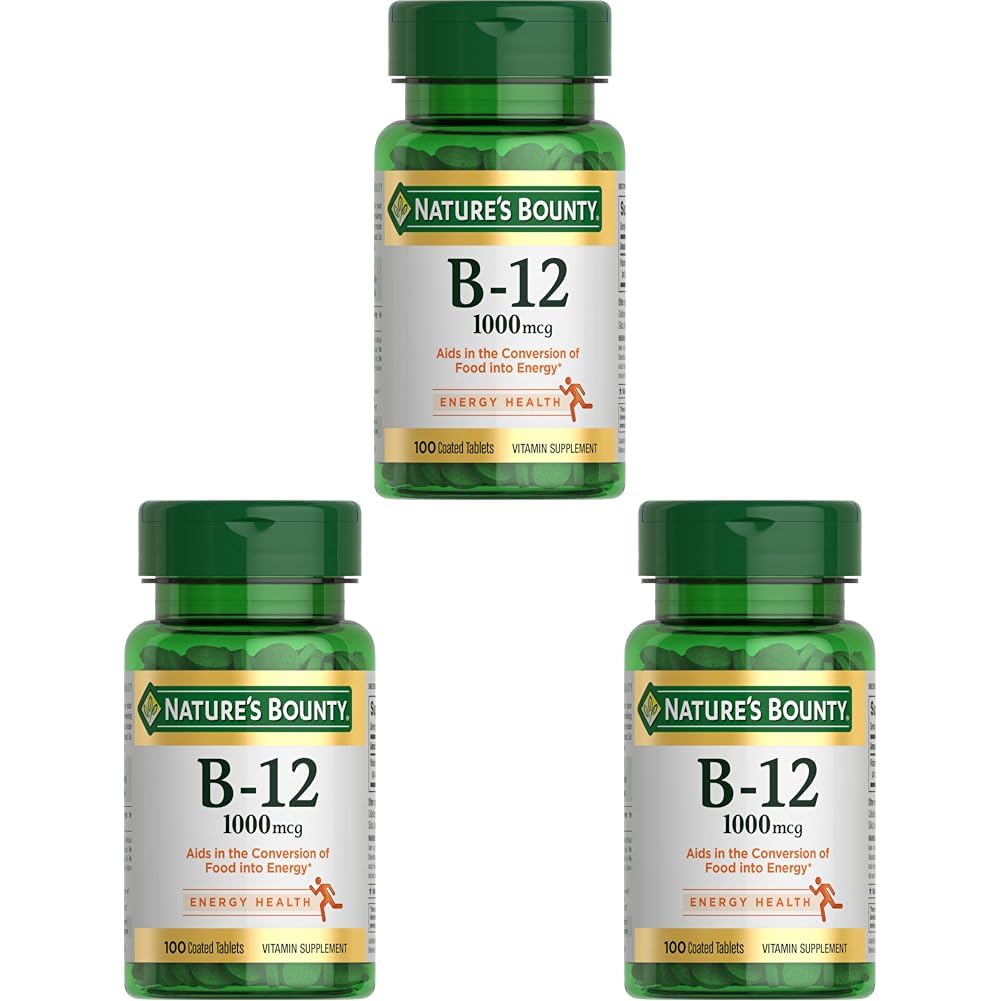 Nature's Bounty Vitamin B12, Vitamin Supplement, Supports Energy Metabolism and Nervous System Health, 1000mcg, 100 Tablets (Pack of 3)