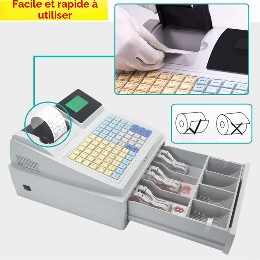 Caisse enregistreuse électronique, Caisse enregistreuse pour Les Petites Entreprises, système de Point de Vente, 81 clés, Caisse de Caisse à LED numérique, pour Les supermarchés de Restaurant