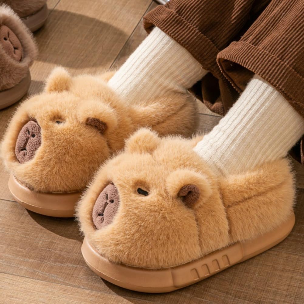 Toddler Slippers for Girls Boys Fluffy House Shoes with Heel Cover Winter Warm Plush Cute Cartoon Design Outdoor Shoes - Image 3