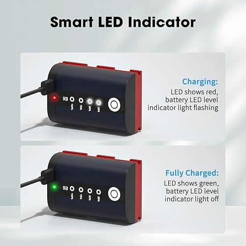 Miniatura 5 de LP LP-E6, LP-E6N Batería de 2 paquetes de 2600mAh con carga USB-C, pantalla LED, baterías de repuesto para Canon EOS R6 R5 R 90D 80D 70D 60D 60DA 6D