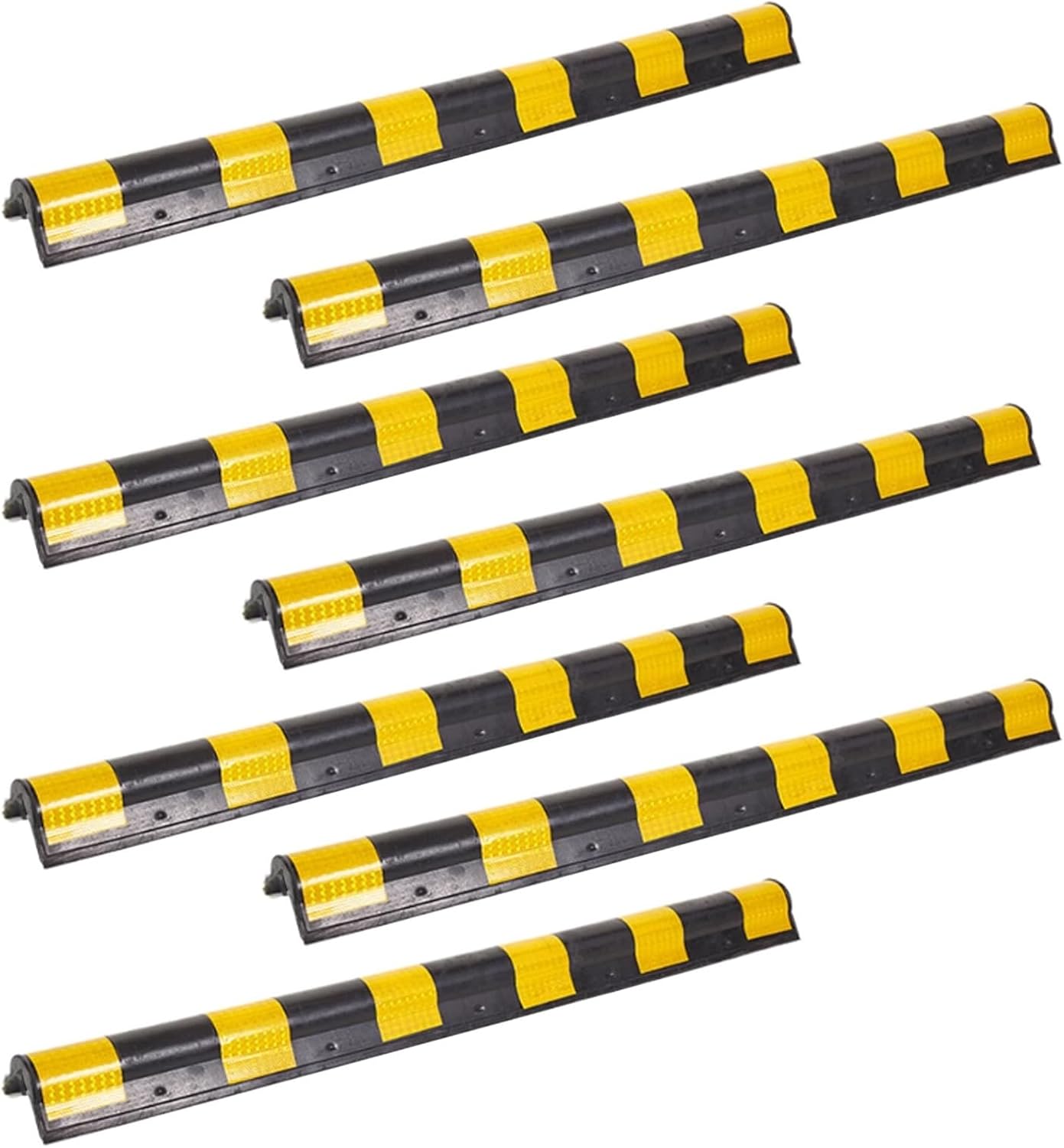 Rounded Corners Garage Wall Guards - 7 Set Rubber Corner Bumpers, Car Parking Protectors, All-Weather Safety Pads (3.9ft x 3.8/9in - 120x10cm)