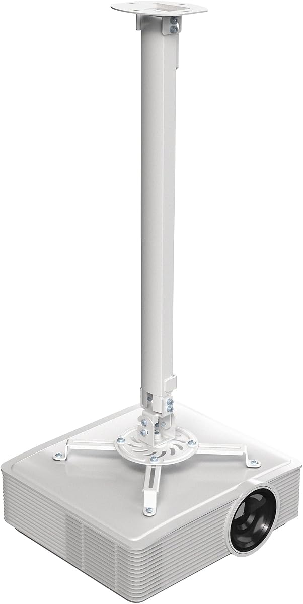 VIVO Universal Ceiling Extending Projector Mount, Height Adjustable Projection, Up to 12.5 inch Mounting Range, Hidden Cable Routing, White, MOUNT-VP03W