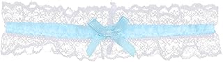 VILITI Garters for Brides,Wedding Lace Bridal Garter Set Women\'s Prom Stretchy Garter Belt Accessories Perfect Garter Lingerie Leg Personalised Garter Belts,for Bride to Be Wedding Party(White and Blue)