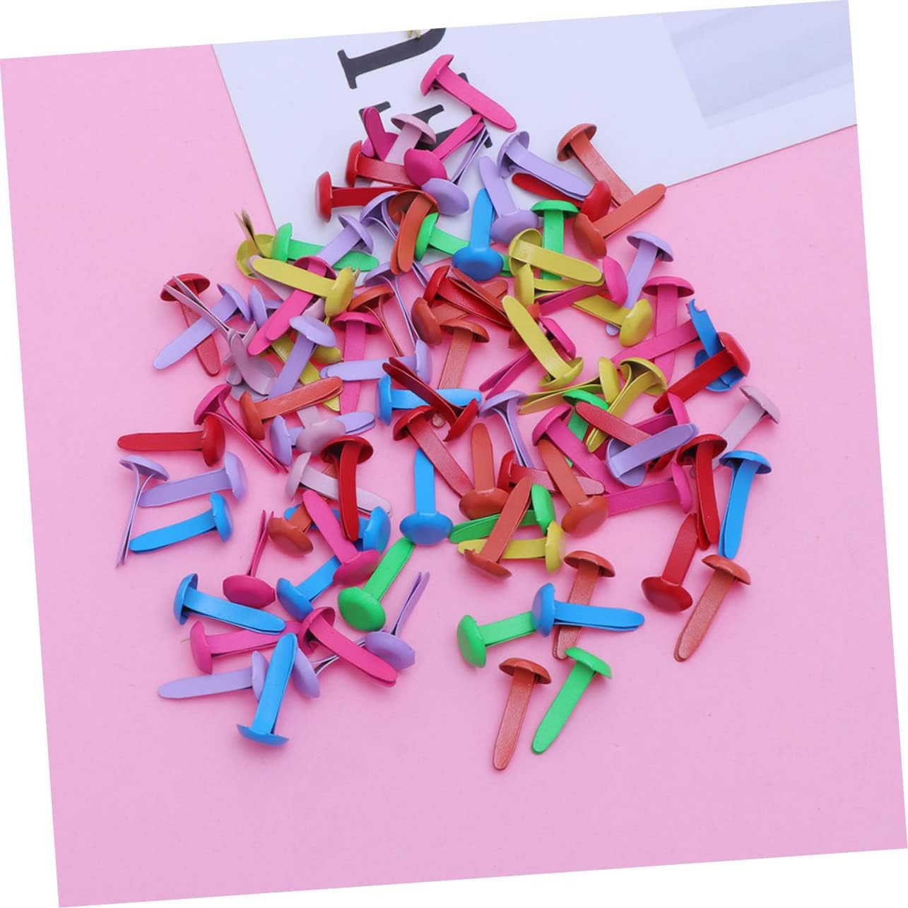 Gogogmee 300pcs Vibrant Pins Mini Brads for DIY Crafts Metal Paper Fasteners Storage Box for Scrapbooking Card Making and Art Projects