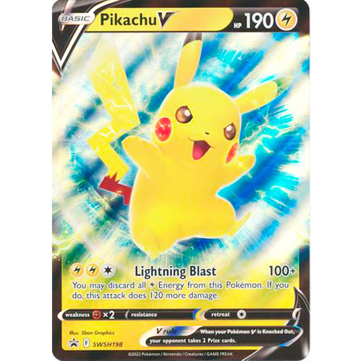 Carta Pokemon V Grande, Carta Jumbo tamaño XXL, Carta Promocional, Carta Oficial Idioma inglés (SWSH198)