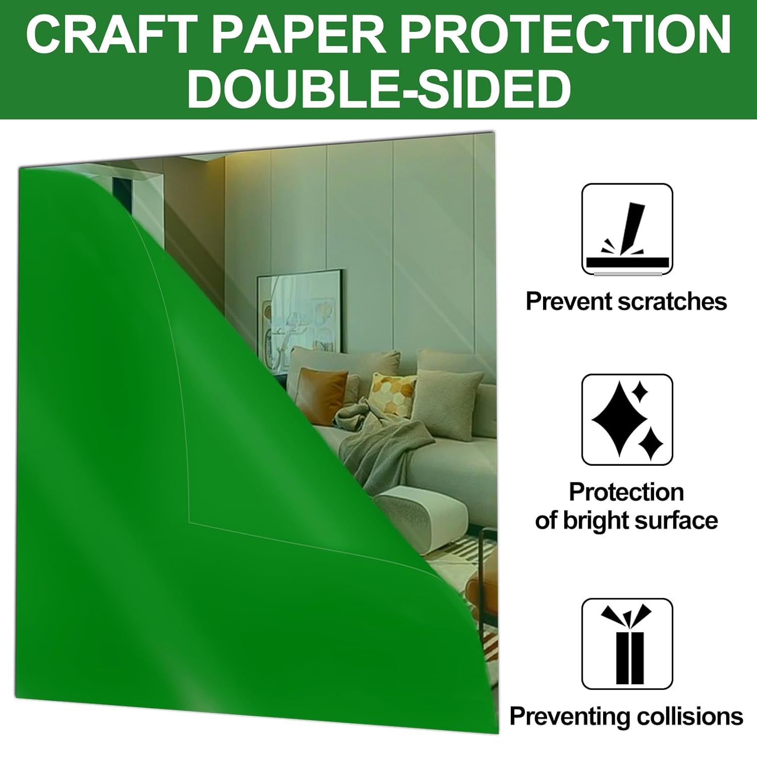 4 Pcs Green Mirror Acrylic Sheets, 11.8 x 11.8 x 1/8 Inch Safety Reflective Mirror Sheet Laser Board Panel for Home and Commercial Use, DIY Craft, Wall Decor (4, Green, 12 * 12)