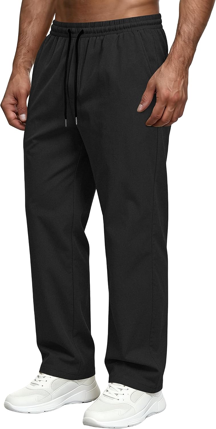 Men's Casual Pants Relaxed Fit Drawstring Elastic Waist Sweatpants