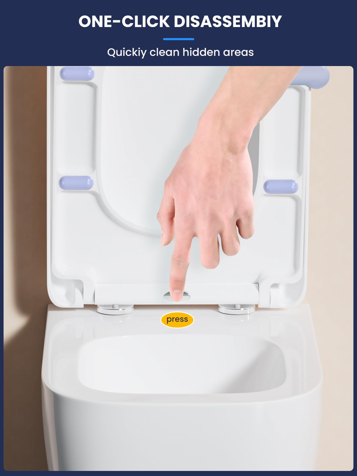 YEAUPE Toilettendeckel Mit Absenkautomatik - Urea-Duroplast Eckig Kurz 42,2cm