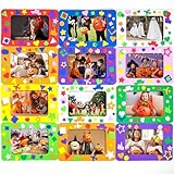 Horizon Group USA DIY Foam Picture Frame Craft Kit, 12-Pack of 4x6-Inch Colorful Picture Frames with 500+ Punch Out Stickers & Easels, Back to School Arts & Craft Activity, Perfect for Projects