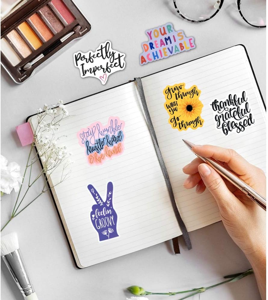 Inspirational Words Stickers for Laptop 50pcs, Motivational Quote Stickers for Teens Adults Students Teachers Planners Employees, Waterproof Vinyl Stickers for Scrapbook Notebook Journal : Office Products
