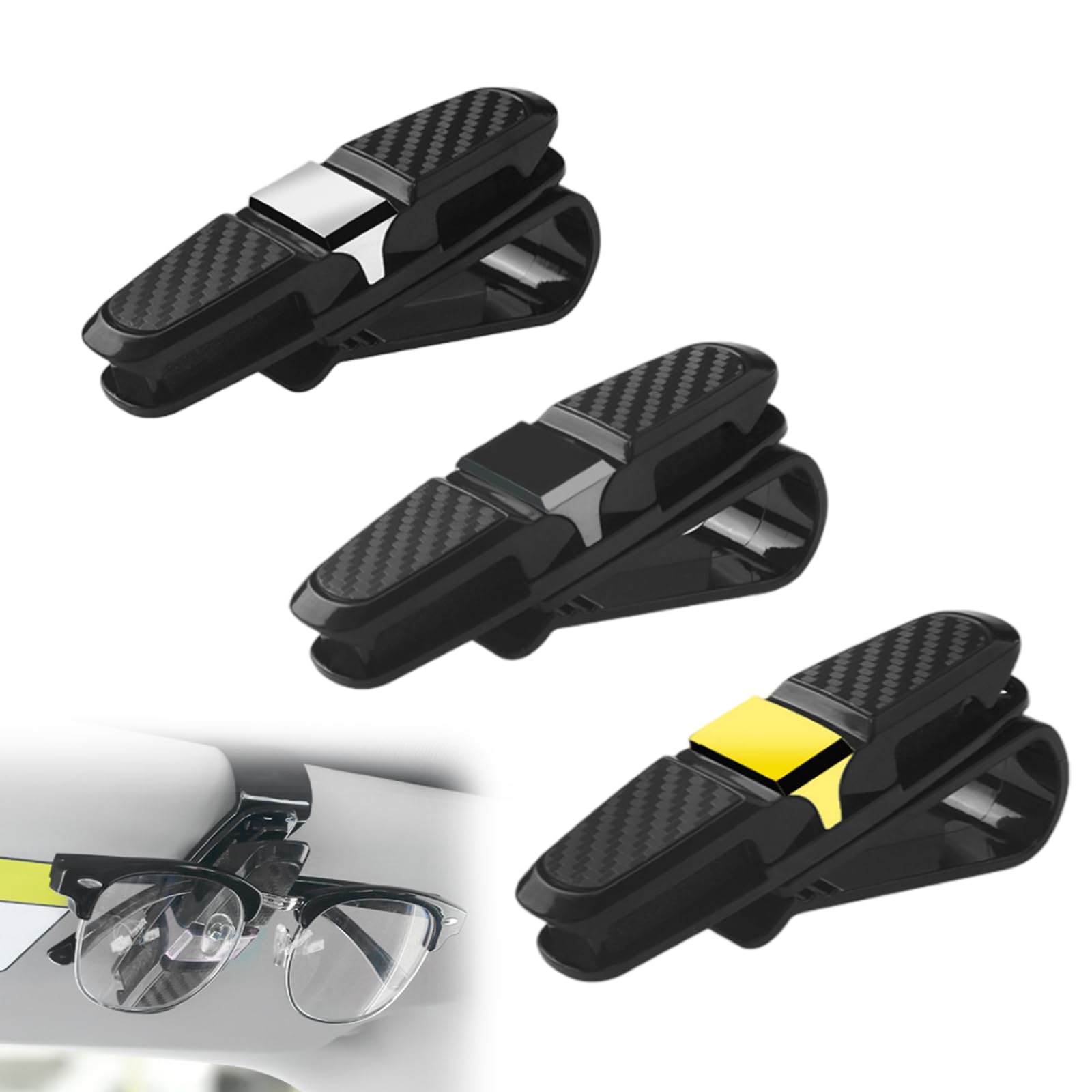 Porta Occhiali Da Sole Per Auto - Set Da 3 Clip Universali Per Visiera - Foto 12