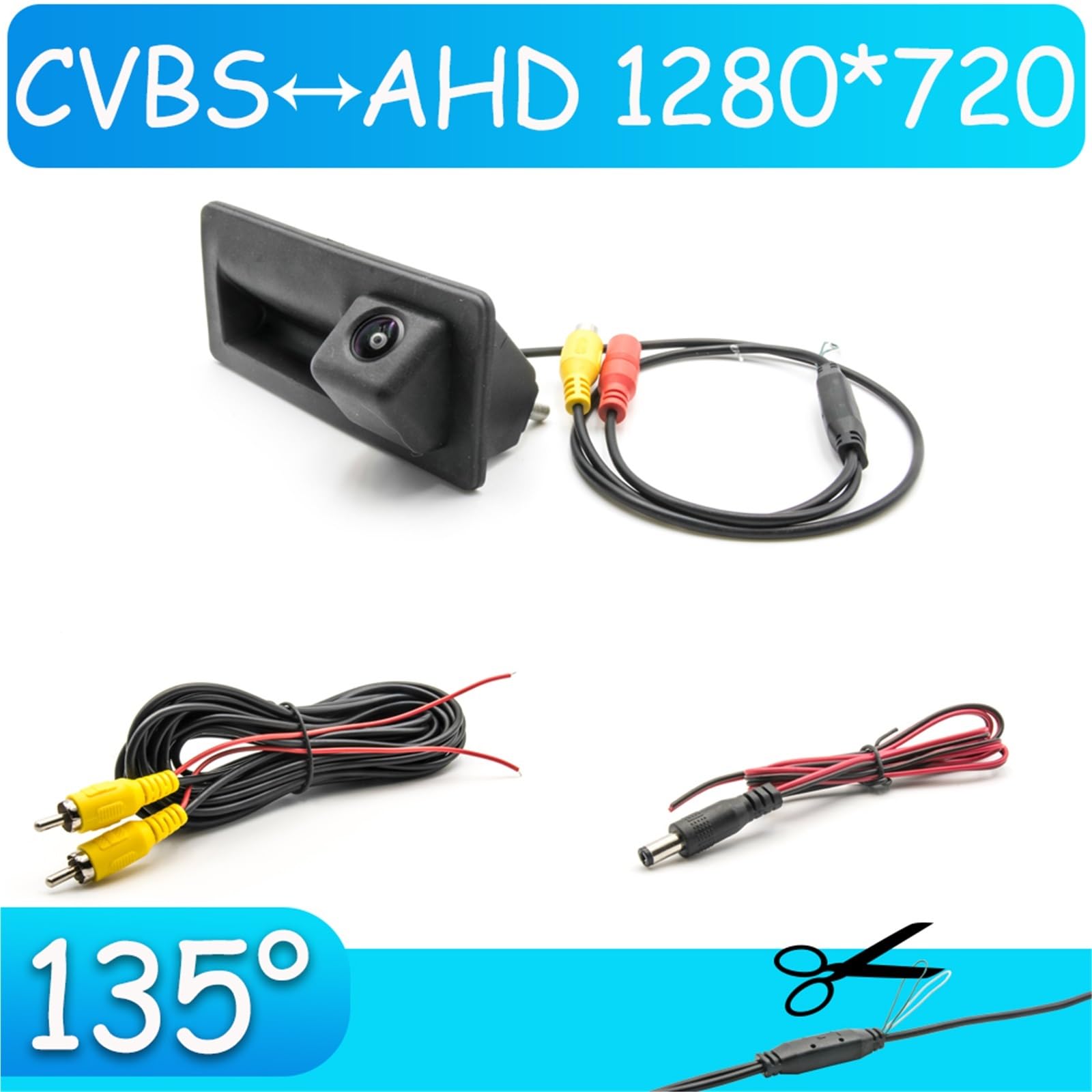 Zamiennik kamery cofania samochodu do VW Tiguan do B7 2011 2012 2013 2014 2015 2016 uchwyt bagażnika samochodowego monitor cofania CCD HD AHD kamera cofania rybie oko kamera cofania (C135 AHD 720P) (C