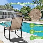 Shintenchi 3 Piece Rocking Bistro Set, Outdoor Furniture with Rocker Chairs and Glass Coffee Table Set of 3, Balcony, Porch Furniture for Small Space, Brown - Image 4