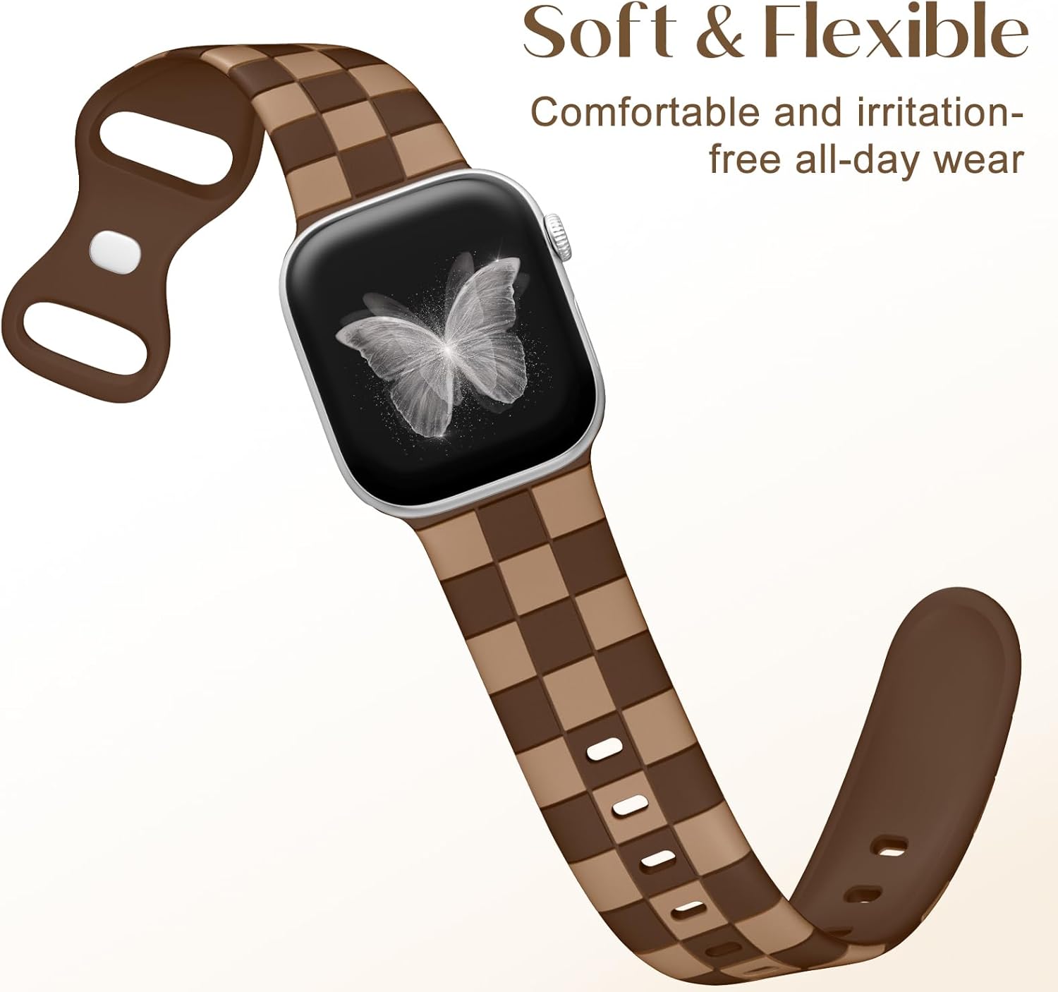 DaQin Checkered Band Compatible with Apple Watch Bands for Women 40mm 41mm 42mm 38mm 44mm 45mm 46mm 49mm Men, Cute Soft Silicone Dressy Strap for iWatch Bands Series 11 10 SE 9 8 7 6 5 4 3 2 1 Ultra 2 - Image 3