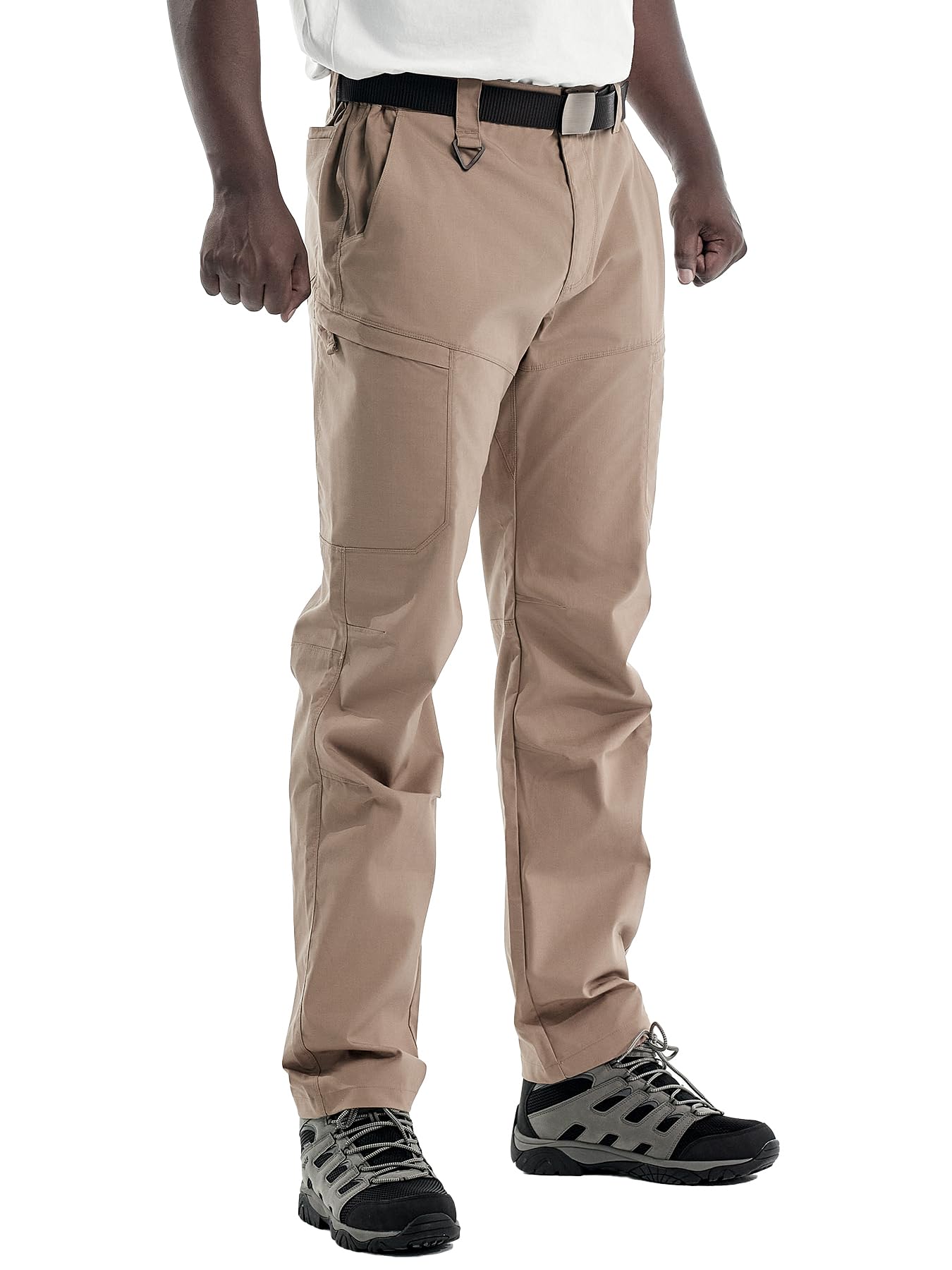 Pantalon tactique pour homme 7 poches Ripstop Cargo Pantalon de travail imperméable léger pour l'extérieur, la randonnée et la pêche