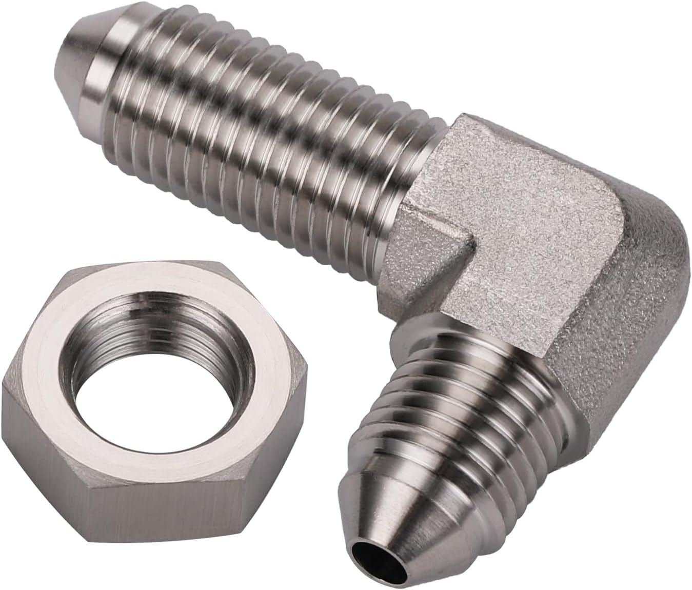 3AN 90 Degree Stainless Steel Bulkhead Brake Hose Fitting Adapter with Nut