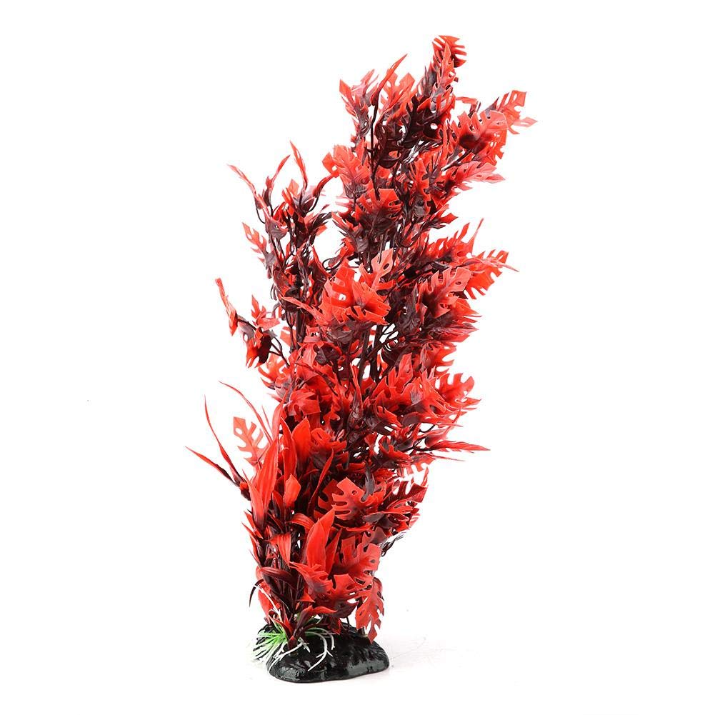Plantes Aquatiques artificielles Plantes Aquatiques en Plastique Vives Aquarium Jardin Décorations de terrains de Poissons Plante de Simulation sous-Marine avec élargissement de la Base(Rouge)
