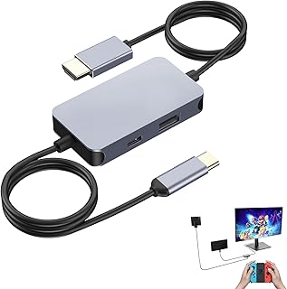 For Switch ドック テレビ接続出力 スイッチ ドック 直接にTV出力 ドック多機能 4K@30Hz Type-C to HDMI変換 3in1 USB 3.0/2.0ポート Cポート ポート 金属材料 軽量化 高性能チップ 遅延なし 持ち運び便利 小型 アダプター 替換 旅行 (シルバーグレー)